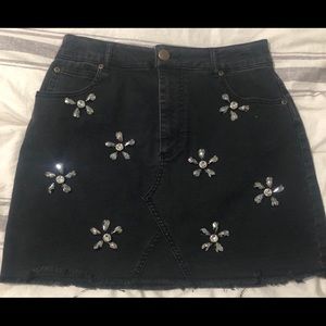 black jeweled mini skirt